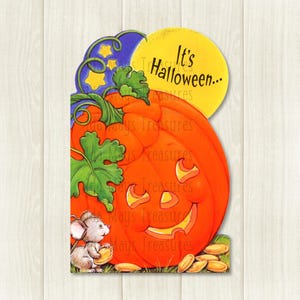 Imagen de Halloween de Jack-O-Lantern con forma de calabaza retro n.° 430, descarga digital