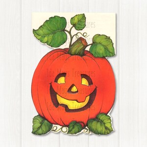 Imagen de Halloween de Jack-O-Lantern con forma de calabaza retro n.° 579, descarga digital