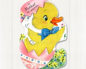 Vintage Easter Chick in Egg Card Image, Digital Download #796