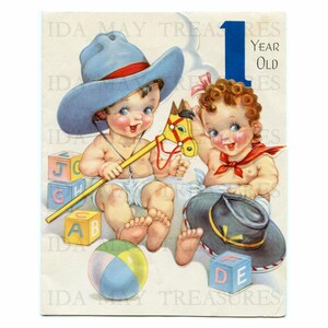 Imagem de Feliz Aniversário de Um Ano de Cowboy Infantil #102 Download Digital