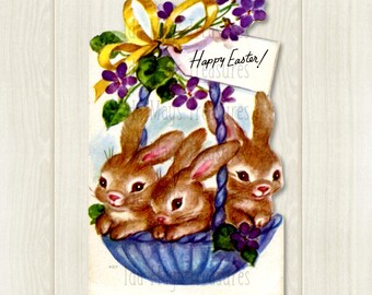 Bunnies in a Basket Image #390 Digital Download