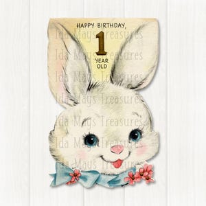 Happy Birthday One Year Old Bunny Image #99 Digital Download
