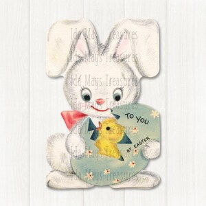 Bunny Rabbit Holding Easter Egg With Chick Easter Image #647 Digital Download