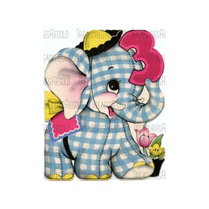 Alles Gute zum Geburtstag 3 Jahre alter Plüschelefant Bild #322 Digital Download