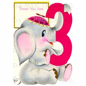 Alles Gute zum Geburtstag 3 Jahre alter Elefant Bild #119 Digital Download