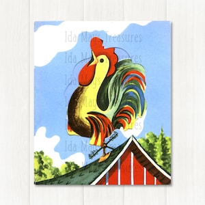 Retro Crowing Rooster Weathervane Image #789 Digital Download