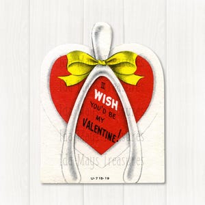 Imagen de hueso de la suerte retro "Ojalá fueras mi Valentín" n.° 771, descarga digital