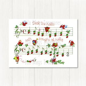 Deck The Halls Music Birds Christmas Image #718 Digital Download