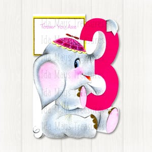 Happy Birthday 3 Year Old Elephant Image #119 Digital Download