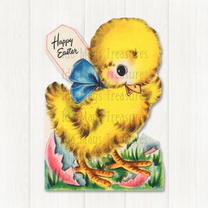 Retro Happy Easter Yellow Chick Easter Image #734 Digital Download