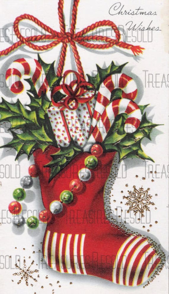 Vintage Needlepoint Stocking-Candy Cane