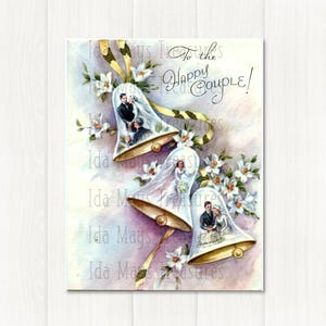 Happy Couple Bride & Groom Wedding Bells Image #353 Digital Download