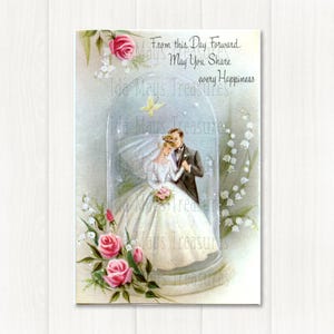 Retro Bride & Groom Wedding Image #355 Digital Download