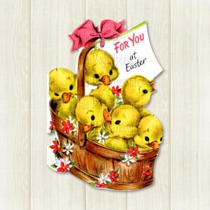 Chicks In A Basket Easter Image #391 Digital Download