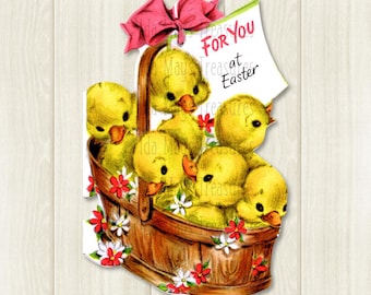 Chicks In A Basket Easter Image #391 Digital Download