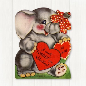 Retro Elephant I Can&#39;t Forget You Be Mine Valentine Image #780 Digital Download