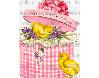 Retro Chicks In A Hat Box Easter Image #657 Digital Download