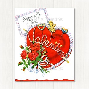 Especially For you My Valentine Vintage Pin Cushion Valentine Image #358 Digital Download