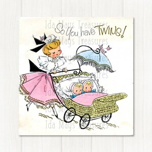 Retro So You Have Twins in Stroller Baby Image #750 Digital Download