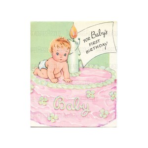 Feliz aniversário, bebê de um ano em um bolo Imagem # 417 Download digital