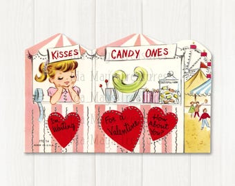 I&#39;m Waiting For A Valentine Candy Kisses Retro Valentine Image #654 Digital Download