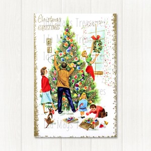 Retro Family Decorating A Christmas Tree Christmas Image #616 Digital Download