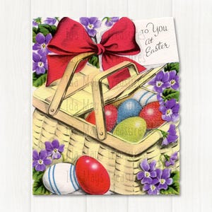Retro Easter Eggs In A Basket Image #76 Digital Download