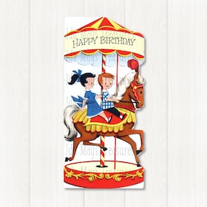 Merry Go Round Carousel Horse Happy Birthday Image #578 Digital Download