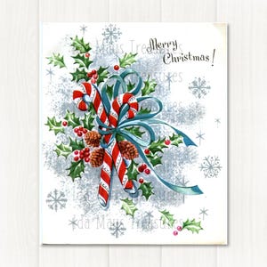 Candy Cane Pine Cone Holly Christmas Image #238 Digital Download