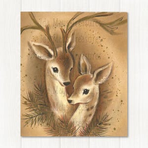 Retro Deer Christmas Image #568 Digital Download