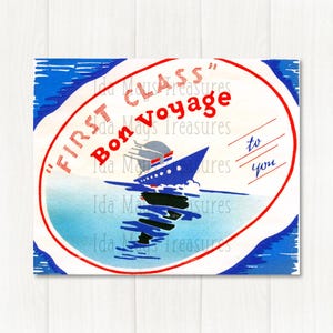 Retro Bon Voyage - Immagine di viaggio per una vacanza in nave da crociera di prima classe #662 - Download digitale