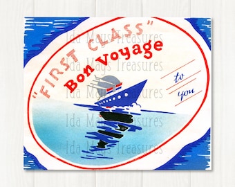 Retro Bon Voyage First Class Cruise Ship Vacation Travel Image #662 Digital Download