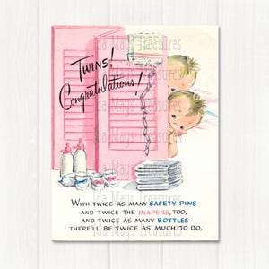 Image #619 de bébé de jumeaux rétro félicitations en téléchargement numérique