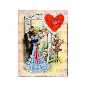 Retro Valentine Greetings Coppia romantica San Valentino Immagine #275 Download digitale
