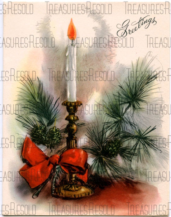 Greetings Candlestick Pine Cone Christmas Image 287 Digital | Etsy