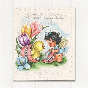 Girl with Chick Happy Easter Image #645 Digital Download