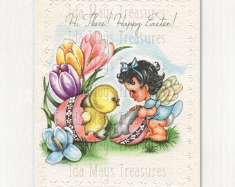 Girl with Chick Happy Easter Image #645 Digital Download