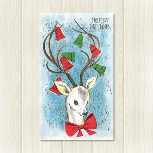 Retro Reindeer with Bells Christmas Image #414 Digital Download