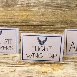 Air Force Party Table Placement Cards; Going Away Party, Airforce; Military Theme Party