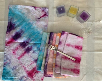 Ice dyed cotton dinner napkins