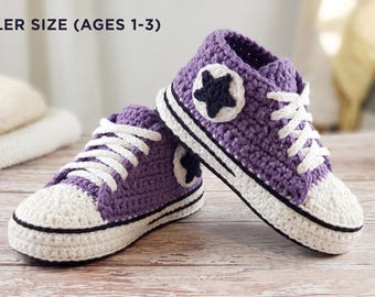 Crochet Toddler Sneakers Pattern, Converse Style Shoes (PDF Pattern), Handmade Everyday Gift