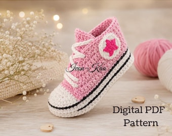 Crochet Toddler Sneakers Pattern, Sport Style Kids Shoes (PDF Download), Children slippers