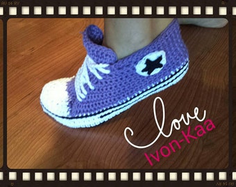 Crochet pattern WOMAN inspired by converse style shoes PDF pattern, tennis shoes, sport shoes, 6 SIZES, Instant download