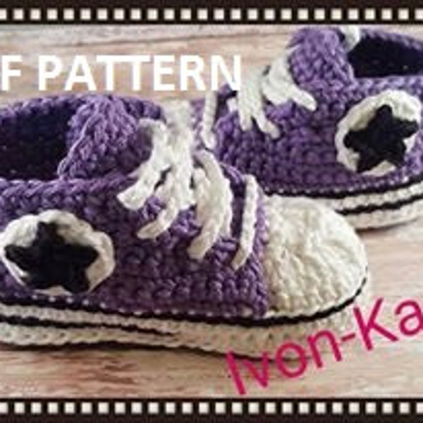 Crochet pattern Toddler inspired by converse style shoes PDF pattern, tennis shoes, sport shoes, 6 SIZES, Instant download