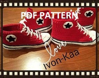 Crochet pattern Men inspired by converse style shoes PDF pattern, tennis shoes, sport shoes, 6 SIZES, Instant download