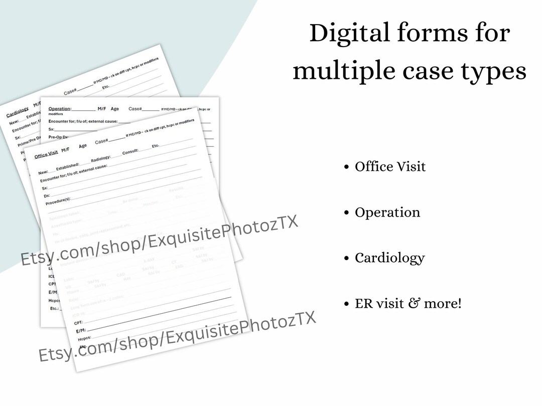 CPC - Six 8.5x11 Fill In-the-blank Forms for Case Notes- Digital ...