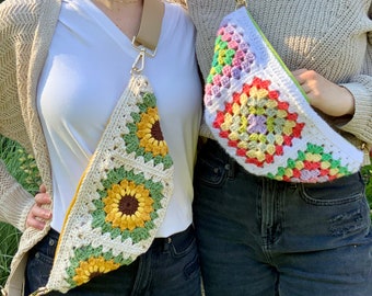 Crochet Granny Square Crossbody Bag