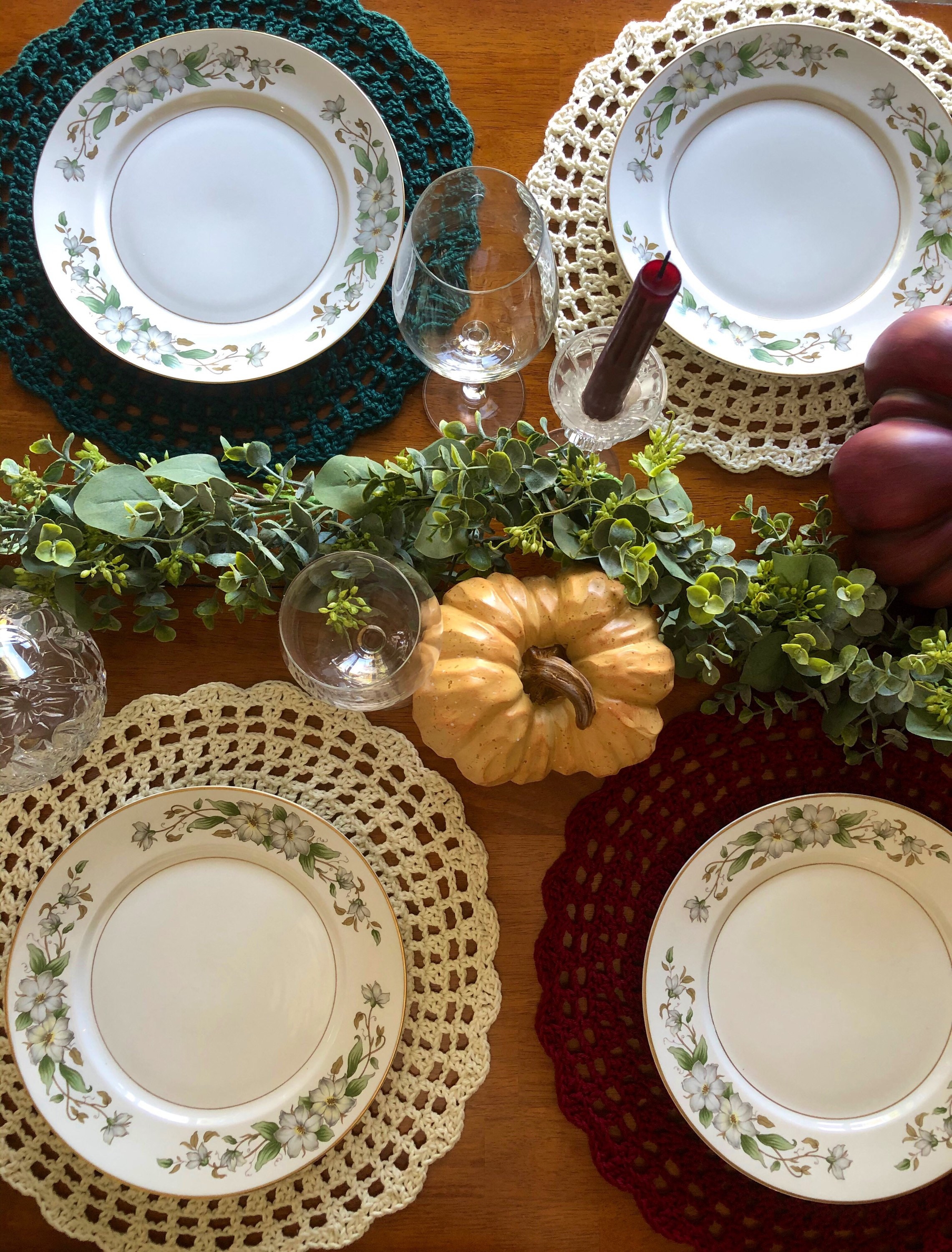 Farmhouse Crochet Round Placemats with Scallop Edges Etsy