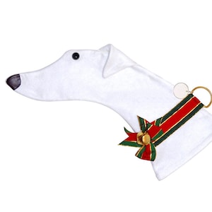 Greyhound Christmas Stocking, Original Felt, White
