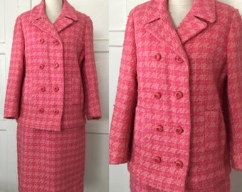 1960s-70s Pink Herringbone Wool Suit